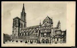 Tarjeta postal de vista exterior de la fachada sur de la Catedral de Notre-Dame de Estrasburgo ed...