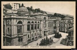 Tarjeta postal de vista exterior del Friedrichsbad y el Kaiserin-Augustabad en Baden-Baden editad...