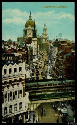 Tarjeta postal a color del Ludgate Hill de Londres