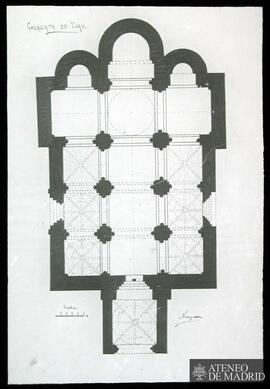 Planta de la Colegiata de Toro (Zamora). (Dibujo de Vicente Lampérez y Romea)