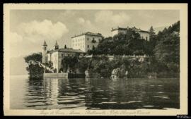 Tarjeta postal de vista panorámica de la Villa del Balbianello o Villa Arconati Visconti en Lenno...