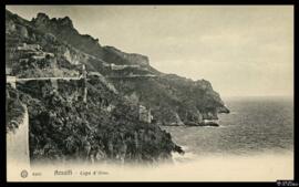 Tarjeta postal de vista panorámica del paisaje desde el Cabo del Oso o Capo d'Orso de Amalfi edit...