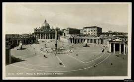 Tarjeta postal de vista panorámica de la Plaza San Pedro de la Ciudad del Vaticano de Roma editad...