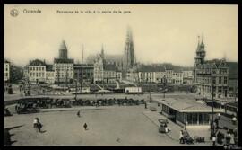 Tarjeta postla de vista panorámica de Ostende a la salida de la estación ferroviaria editada por ...