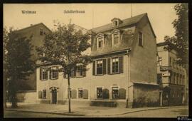 Tarjeta postal de vista exterior de la casa de Schiller o Schillerhaus en Weimar editada por Carl...