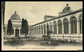 Tarjeta postal de vista exterior de la Galería Sur del Camposanto Monumental de Pisa editada por ...