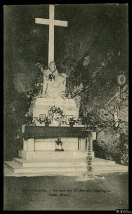 Tarjeta postal del altar a Santa María en la Grotte des Espélugues de Lourdes editada por C. C.