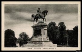 Tarjeta postal del monumento escultórico ecuestre a Víctor Manuel II en Florencia