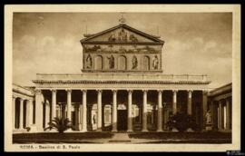 Tarjeta postal de vista exterior de la Basílica de San Pablo Extramuros de Roma