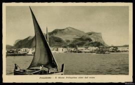 Tarjeta postal de vista panorámica del Monte Pellegrino desde el mar editada por Rizzoli e C. en ...