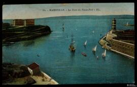 Tarjeta postal a colo del Paso del Puerto Viejo o Passe du Vieux Port de Marsella editado por Gas...