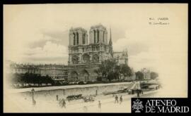 Tarjeta postal de vista panorámica de la Catedral de Notre Dame de París