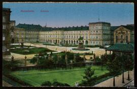 Tarjeta postal pintada a color del Palacio de Mannheim