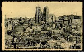 Tarjeta postal de vista panorámica de Bruselas y la Catedral de San Miguel y Santa Gúdula Ernest ...