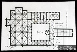 Planta del Monasterio de Rueda (Zaragoza). (Dibujo de Vicente Lampérez y Romea. Rueda, 11 de agos...