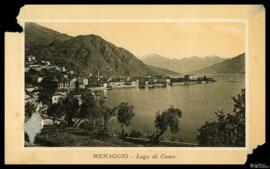 Tarjeta postal de heliograbado vista panorámica de Menaggio junto al Lago di como editada por Bru...