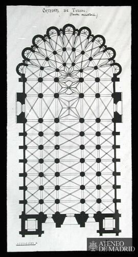 Planta reconstituida de la Catedral de Toledo. (Dibujo de Vicente Lampérez y Romea)