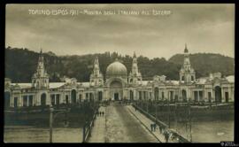 Tarjeta postal de la Exposición Universal de Turín de 1911 con carta manuscrita no circulada en i...