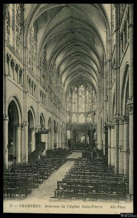 Tarjeta postal de vista interior de la Iglesia de Abadía de Saint-Père-en-Vallée en Chartres edit...