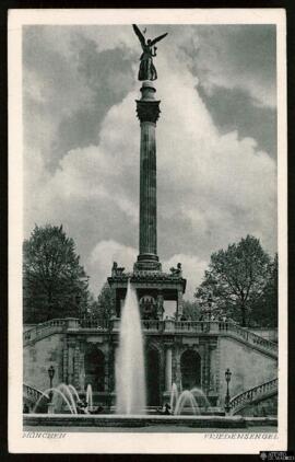 Tarjeta postal del monumento escultórico Ángel de la Paz o Friedensengel en Múnich editada por Au...