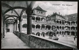 Tarjeta postal del Castillo Antiguo o Alter Schlosshof en Stuttgart editada por el Verlag von Jos...