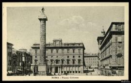 Tarjeta postal de la Piazza Colonna de Roma en la que se alza la Columna de Marco Aurelio editada...