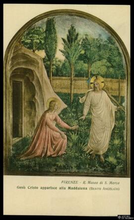 Tarjeta postal de reproducción a color de la obra de Fra Angelico Noli me tangere editada por G. ...