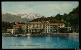 Tarjeta postal a color de vista general del Hôtel Grande Bretagne de Bellagio editada por Brunner...