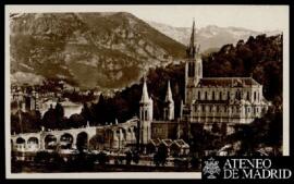 Tarjeta postal de vista panorámica del funicular Pic du Jer y la Basílica de Lourdes editada por ...