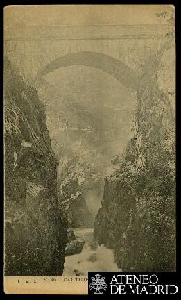 Tarjeta postal del Puente de España o Pont d’Espagne en Cauterets editada por L. M. L.