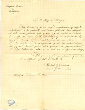 1905-03?. Carta de Rafael Ramírez