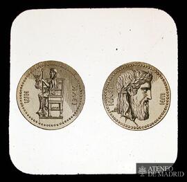 
Zeus de Fidias en una moneda de "Elis"
