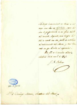 1841-11-20. Carta de Joaquín Francisco Pacheco