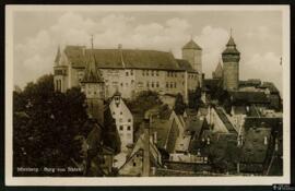 Tarjeta postal de la vista exterior del Burg von Süden en Núremberg editada por el Soldan´sche Ve...