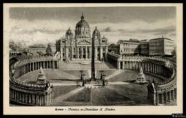 Tarjeta postal de vista panorámica la Plaza y la Basílica de San Pedro de la Ciudad del Vaticano ...