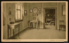 Tarjeta postal de vista interior de la sala de estar de la casa de Schiller en Weimar editada por...