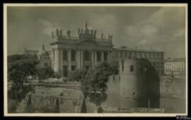 Tarjeta postal de vista exterior  de la Archibasílica de San Juan de Letrán de Roma editada por l...