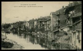 Tarjeta postal de vista exterior de las antiguas casas junto al río Jordán en Aurillac editada po...