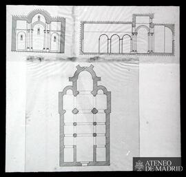 Planta y secciones de San Pedro de Besalú (Gerona).