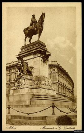 Tarjeta postal del Monumento ecuestre a Giuseppe Garibaldi en Milán editada por Cesare Capello en...