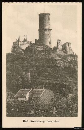 Tarjeta postal de vista panorámica de las ruinas del Castillo de Godesburg en Gosdesberg, cerca d...