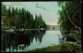 Tarjeta postal a color del puente Salmi Silta en Mouhijärvi, antiguo municipio en Finlandia, edit...