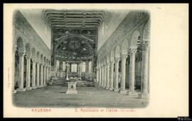 Tarjeta postal de vista interior de la Basílica de San Apolinar en Classe de Rávena editada por A...