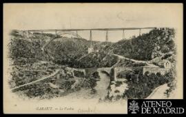 Tarjeta postal de vista panorámica del Viaducto de Garabit editada por los Neurdein Frères en París