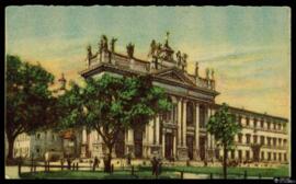 Tarjeta postal circulada a color de vista exterior de la Archibasílica de San Juan de Letrán de R...